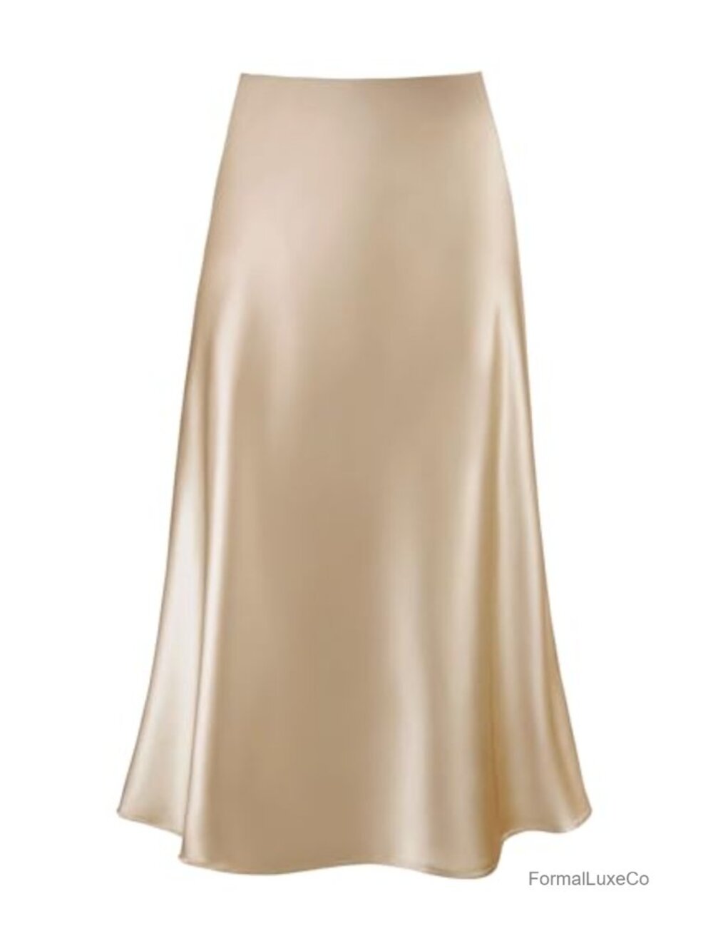 Satin Midi Skirt Flared A Line High Waist Silky Long Skirt